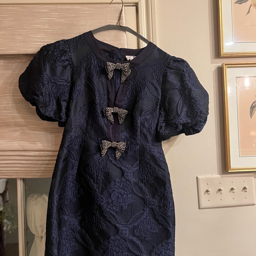 Entro Blue Puff Sleeve Mini Gown
